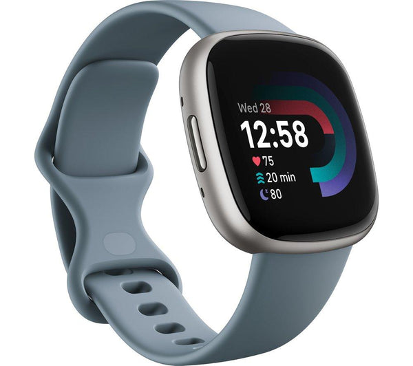 Fitbit Versa 4 Smartwatch - Waterfall Blue / Platinum